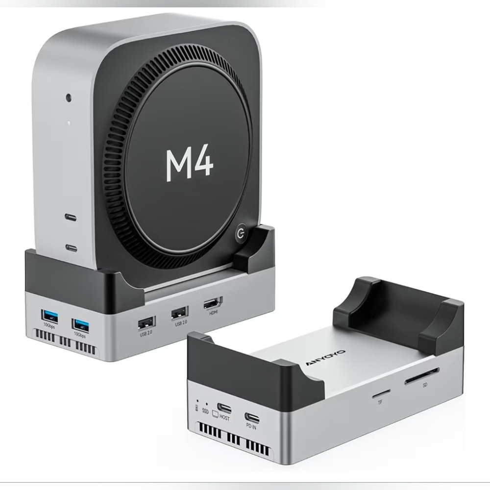 10Gbps Mac mini M4 Dock Stand NVMe M.2 SSD Dual HDMI 4K@60Hz USB-C USB-A Hub NEW